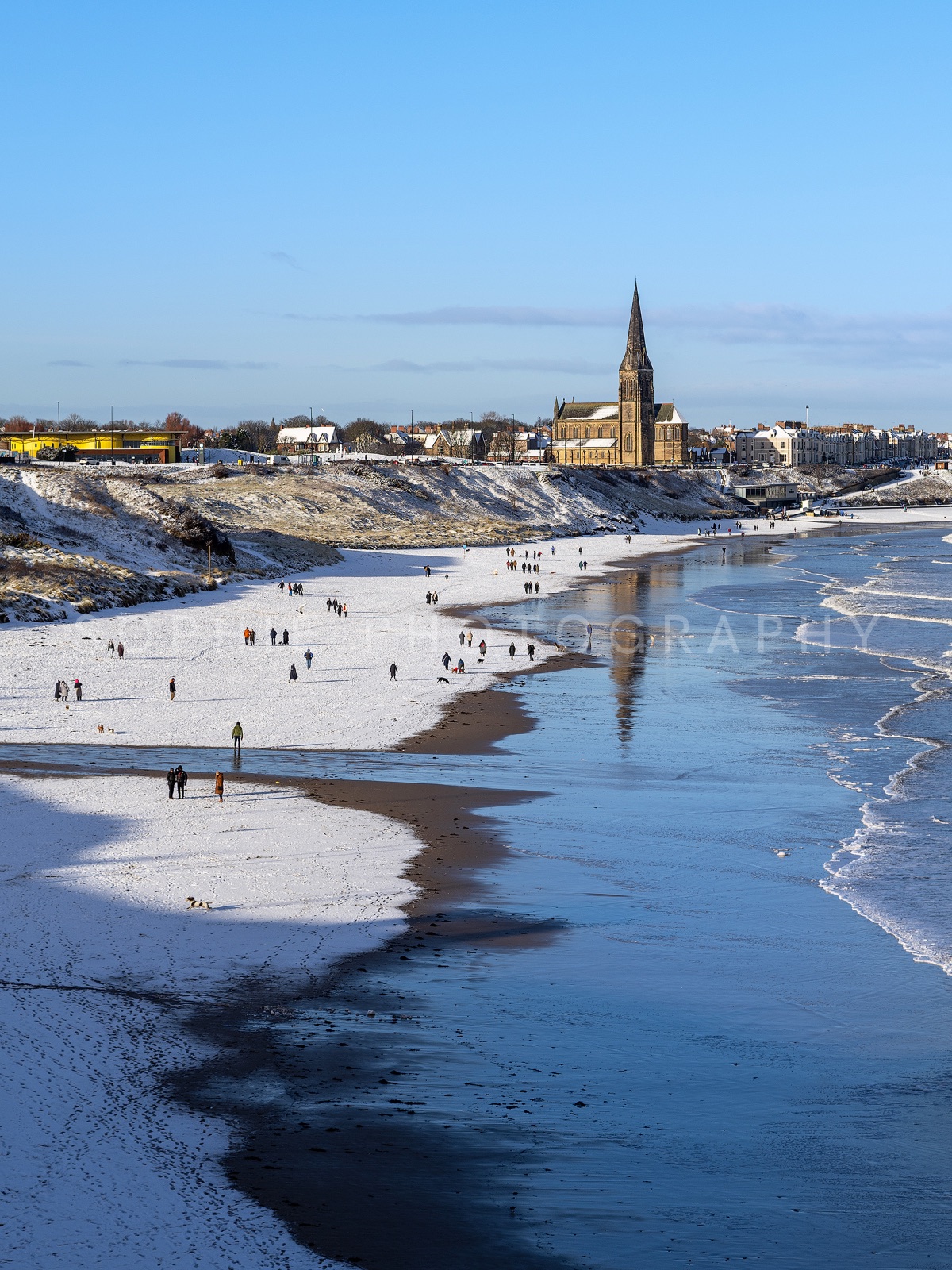 A Snow Day on Longsands, shown mounted at 8x6" print (10x8" mount)