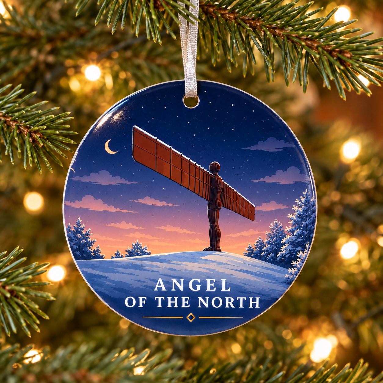 Angel of the North Ceramic Tree Decoration