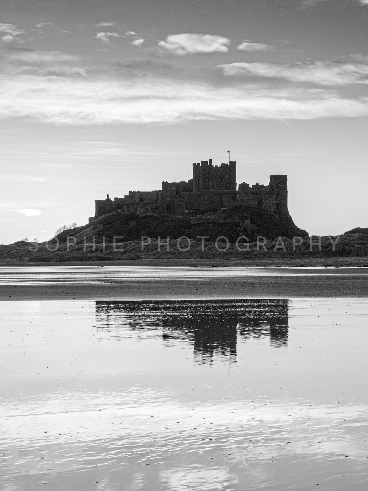 Bamburgh Castle in Black and White