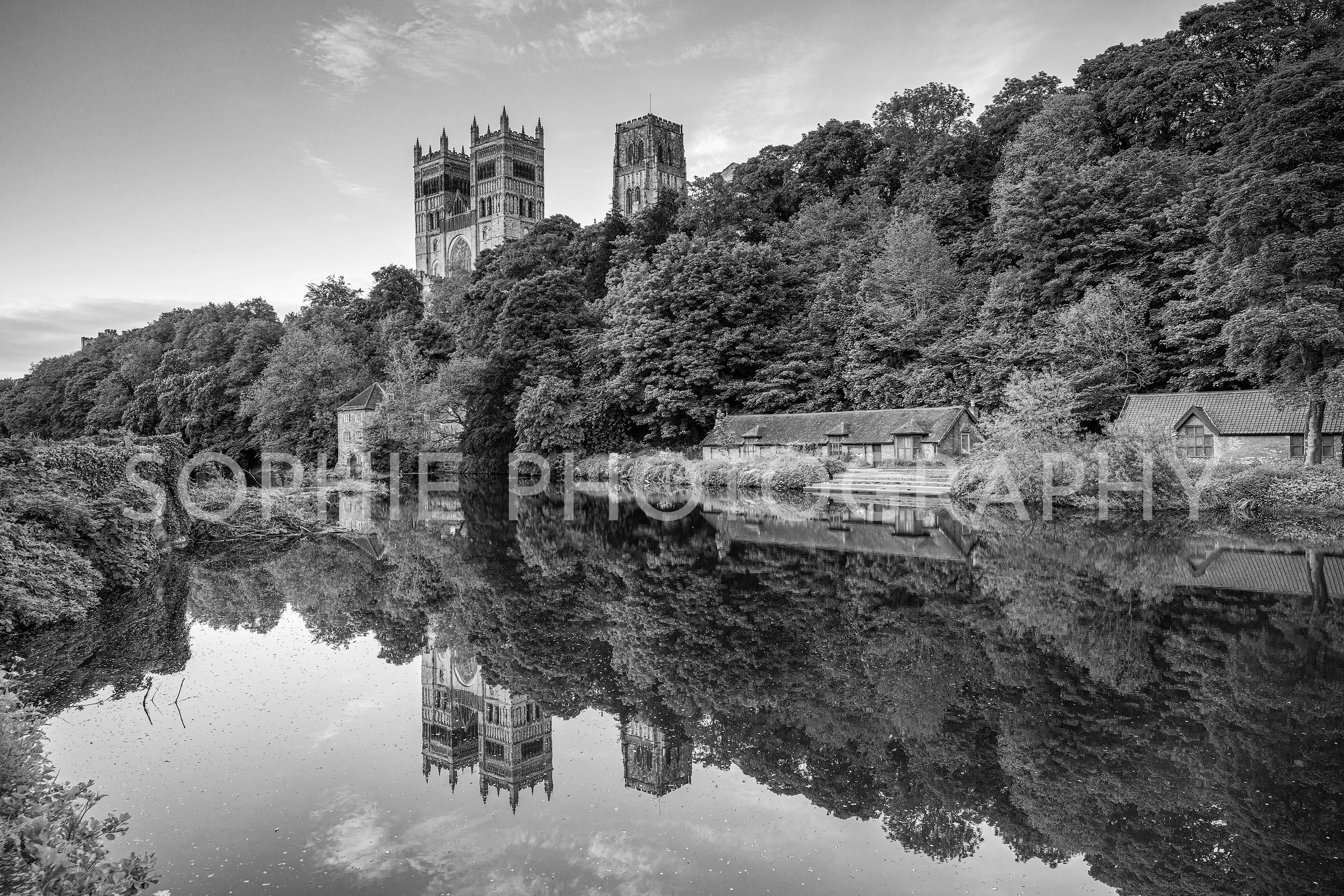 Durham Riverside Reflections, Black and White