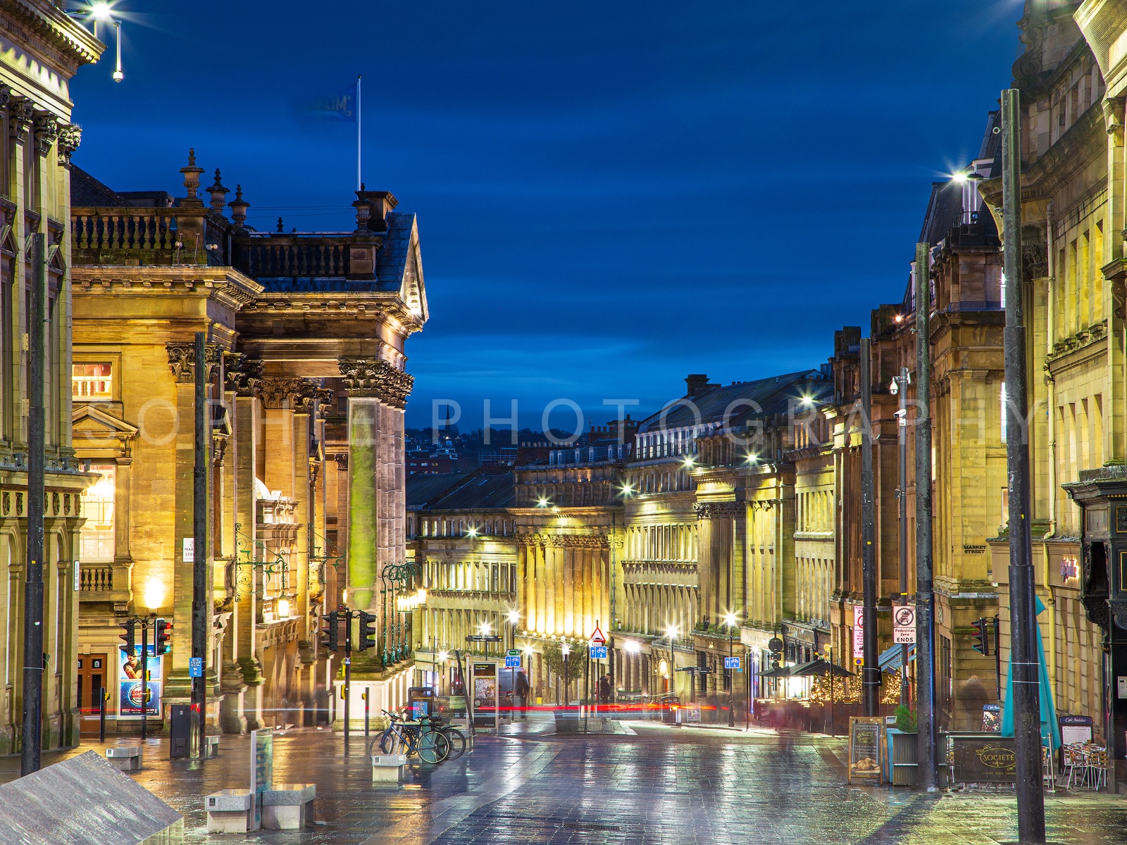Grey Street After Dark, shown mounted at 8x6" print (10x8" mount)