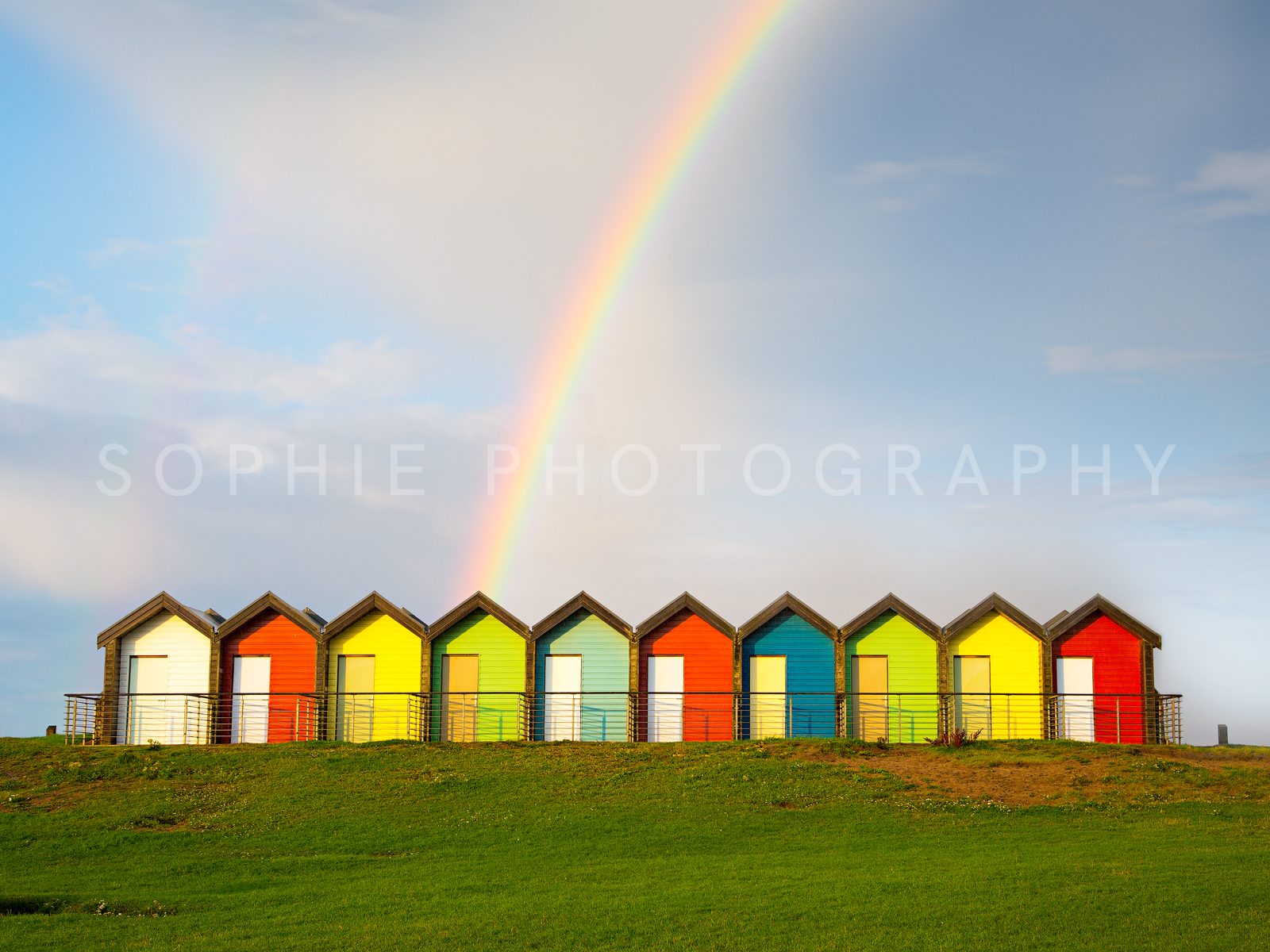 Rainbow over the Blyth Beach Huts