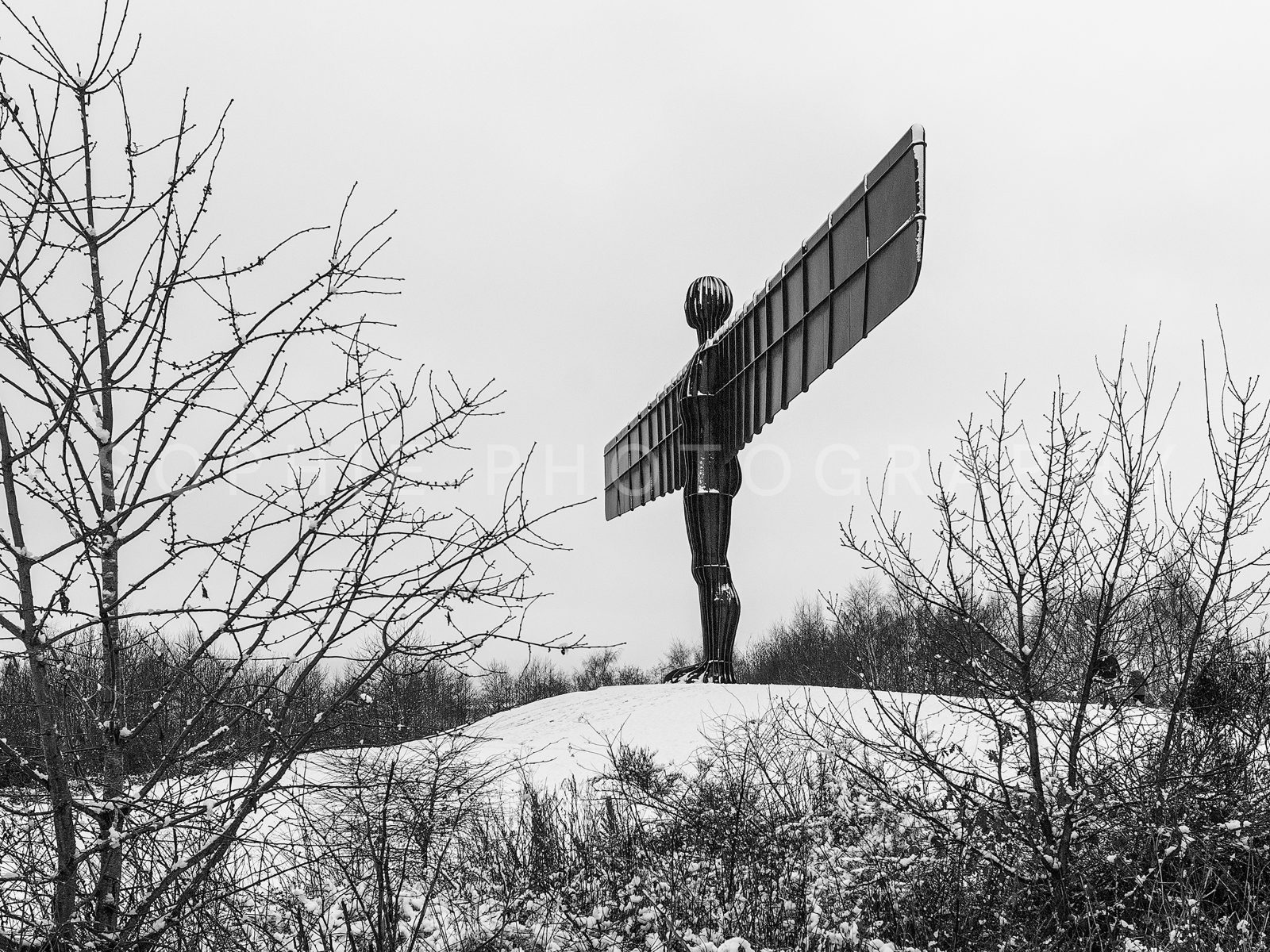 The Angel of the North in the Snow