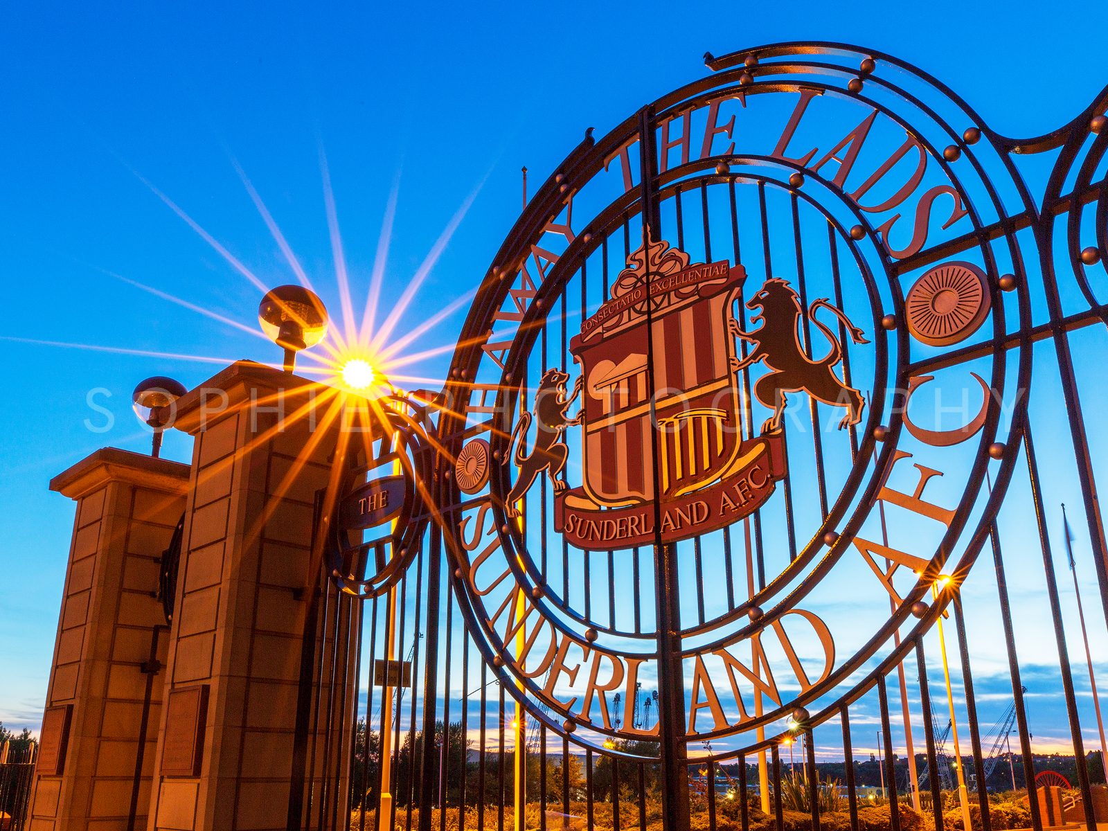 Stadium of Light Gates at Dusk