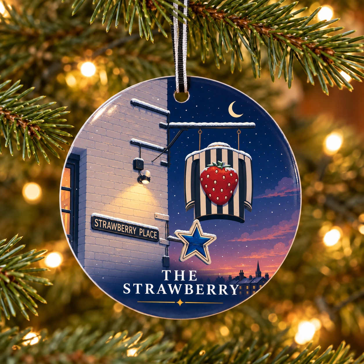 The Strawberry Pub Ceramic Tree Decoration