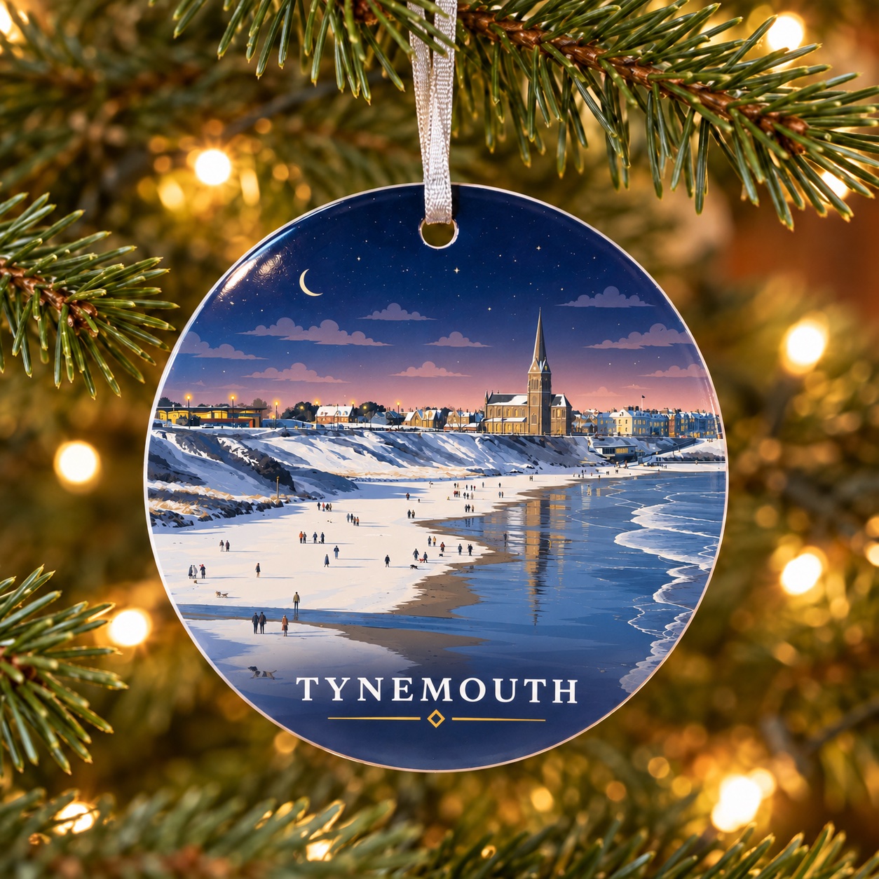 Tynemouth Longsands Ceramic Tree Decoration