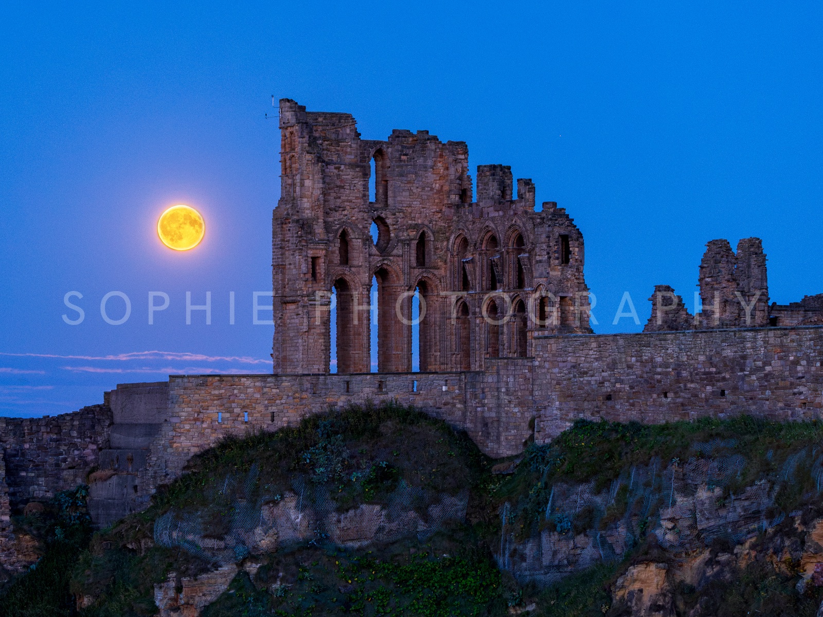 Tynemouth Priory Moonrise, shown mounted at 8x6" print (10x8" mount)